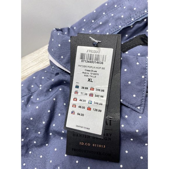 "Produkt" Mens Blue Button Up Dress T-Shirt Size XL Blue ,As is stain Brand New - Picture 6 of 9